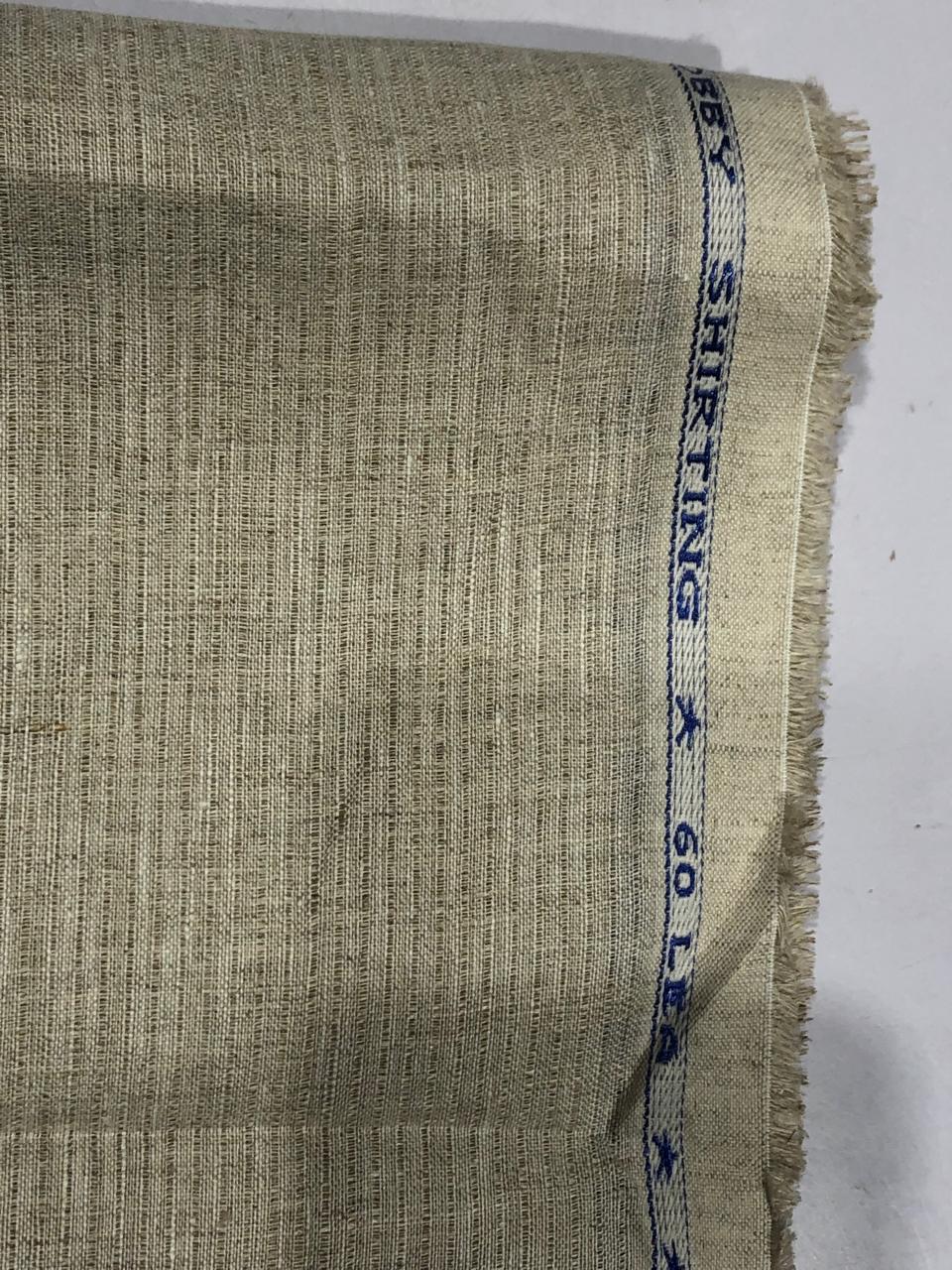 100% Linen stripe fabric mis-dent European dobby [17722]