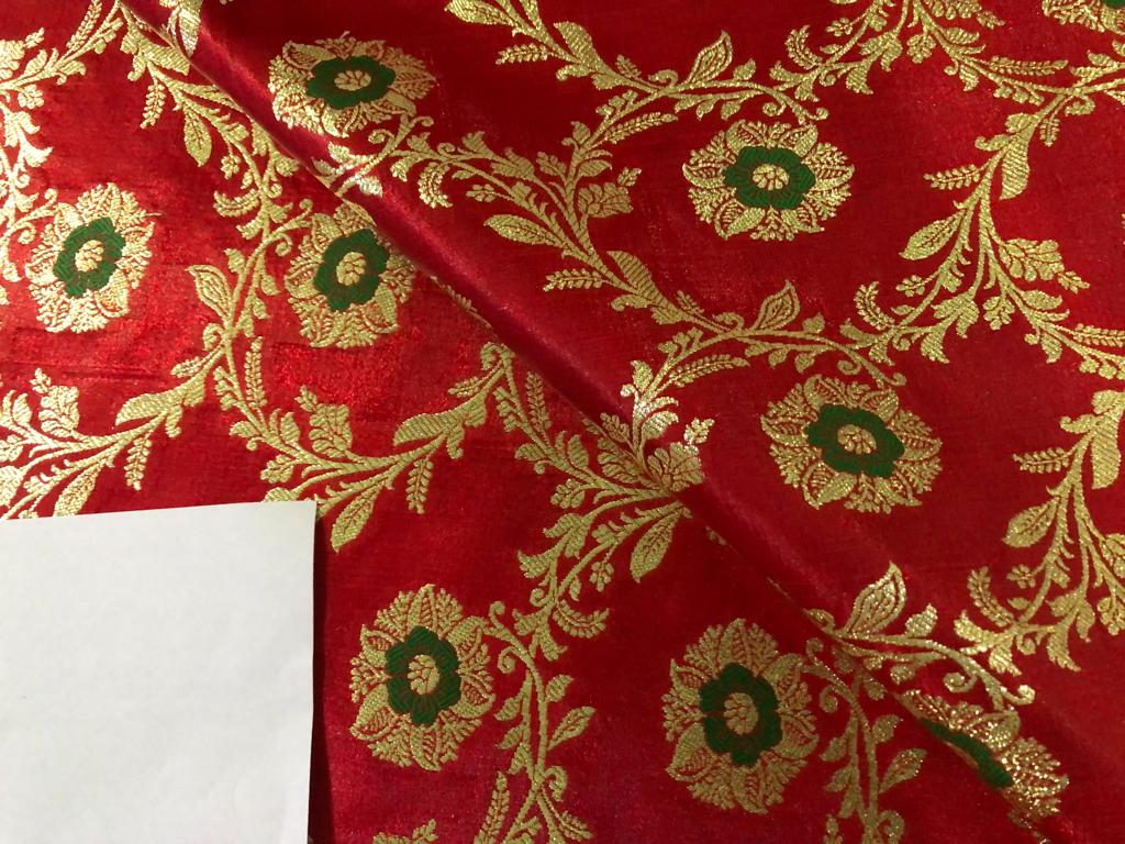 Silk Brocade fabric 44" wide Floral Jacquard available in 4 colors BRO916 red, navy, red wine, royal blue[15700-15703]