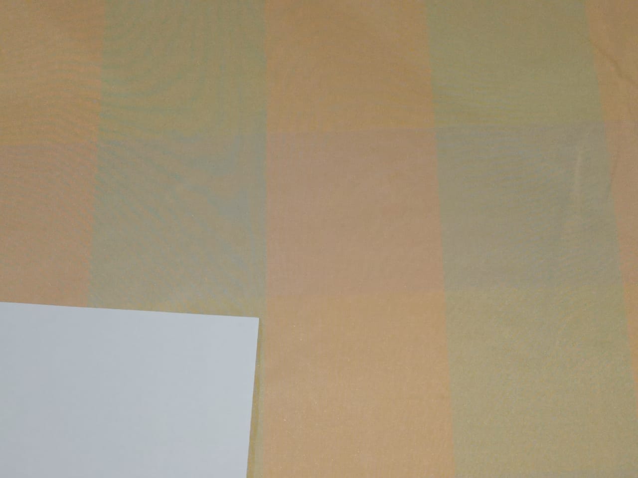 SILK TAFFETA FABRIC Olive Green Peachy orange plaids 54" wide TAF#C14[2]