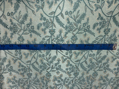 Silk Brocade fabric available in 2 colors mint and peach floral vines subtle shimmer  BRO1079[1/2]