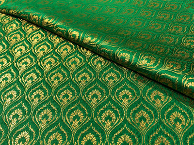 Silk Brocade fabric with metallic gold  jacquard available in 3 colors purple, green and candy pink BRO1025