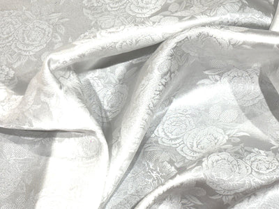 Silk  Satin JACQUARD IVORY WHITE 44" wide available in abstract,floral,roses,waves and triangles jacquard  designs