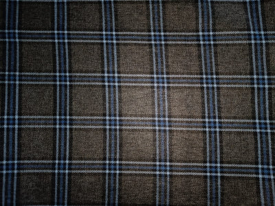 Tweed Suiting Heavy weight premium Fabric grey and blue Plaids 58" wide [12981]