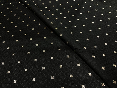 Silk Brocade fabric  self jacquard with subtle white gold metallic dots jacquard available in 5 colors black ,red x pink,mulberry,mustard, and purple BRO1013