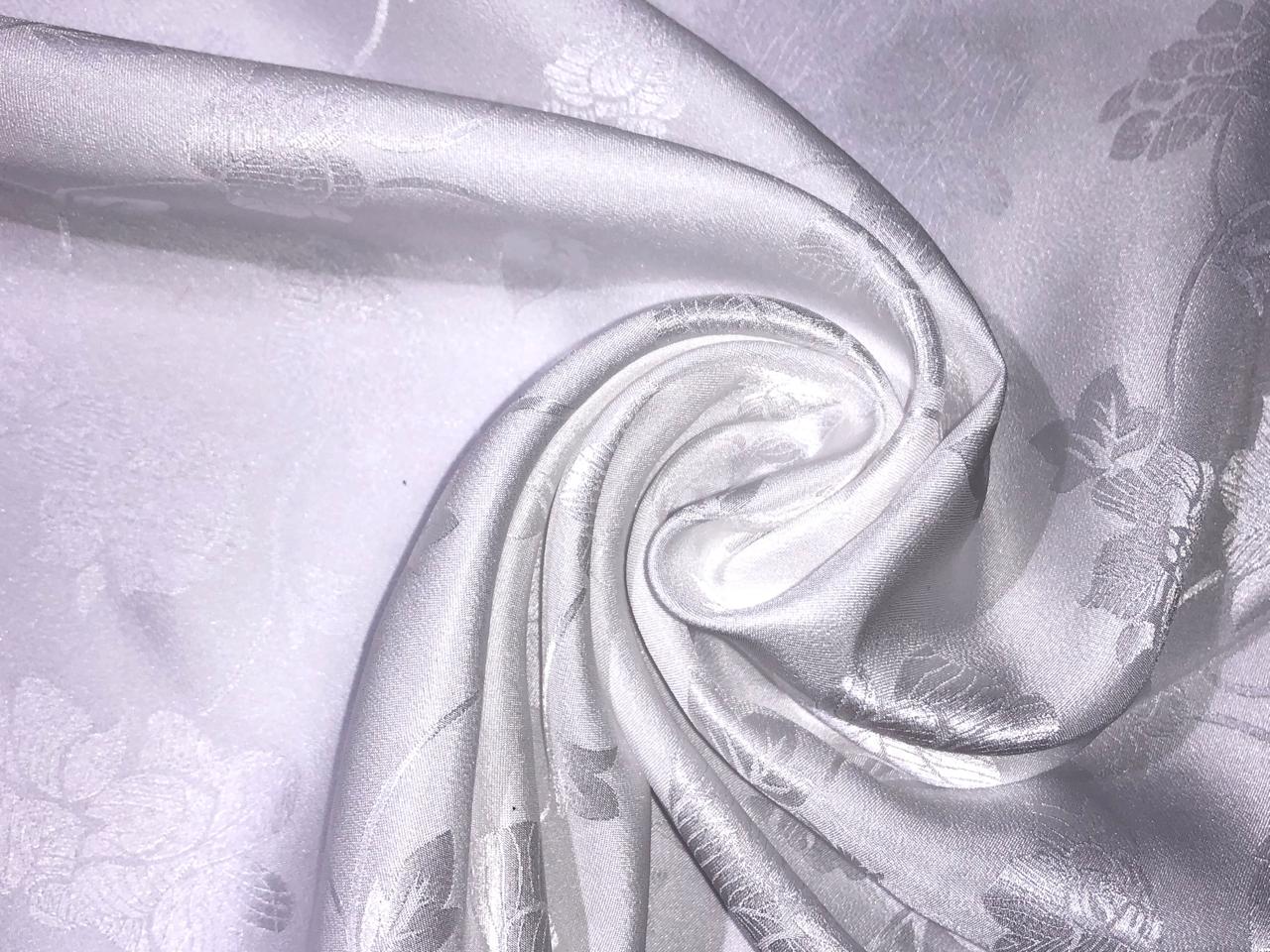 Silk  Satin JACQUARD IVORY WHITE 44" wide available in abstract,floral,roses,waves and triangles jacquard  designs