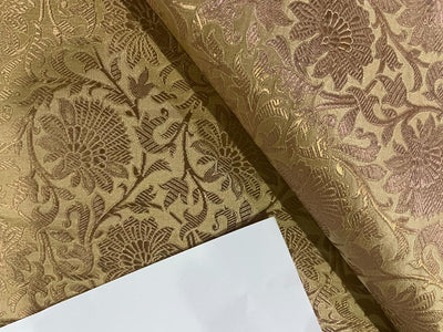 Heavy Silk Brocade Fabric Gold &amp; Antique Gold BRO114[1]