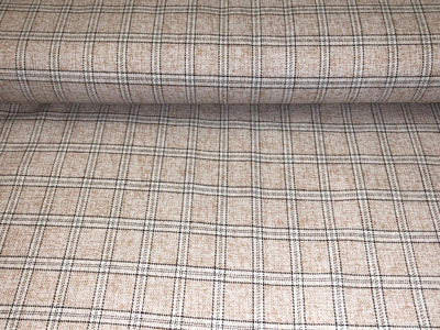 Suiting fabric made in Schöffel ,Italy WOOL X TWEED  cream and brown [16876]