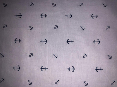 COTTON HEMP PREMIUM PRINTED FABRIC available in 3 prints ivory with gold leaves motif/blue black leaves and mini anchor motifs