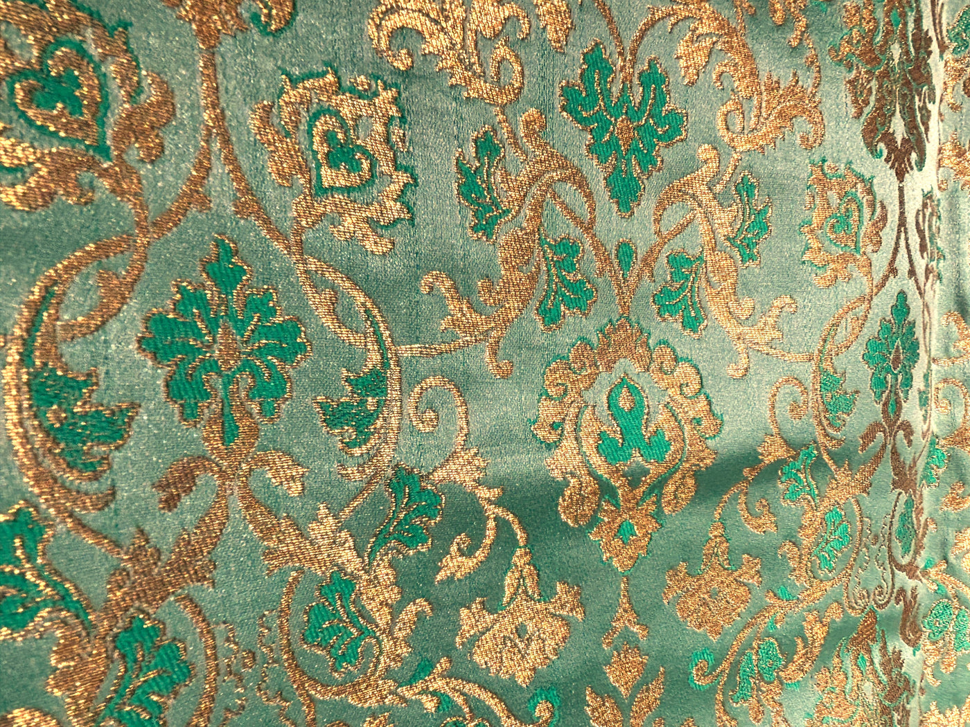 Silk Brocade fabric with  gold jacquard  BRO1019 available in 2 colors pink and mint