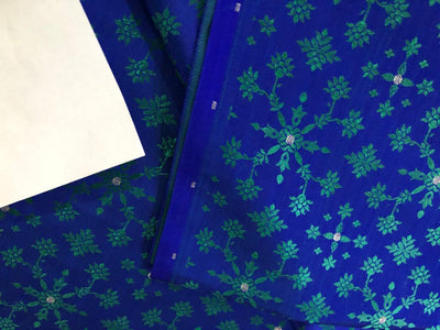 Silk Brocade fabric VESTMENT Royal blue and green 44" wide Jacquard BRO911[1]