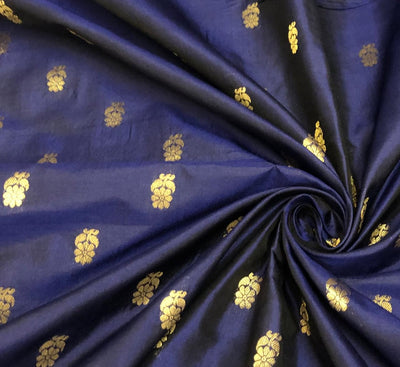 100% PURE Silk Brocade fabric with tiny floral motifs in gold available in 3 shades BRO1101[3/4/5]