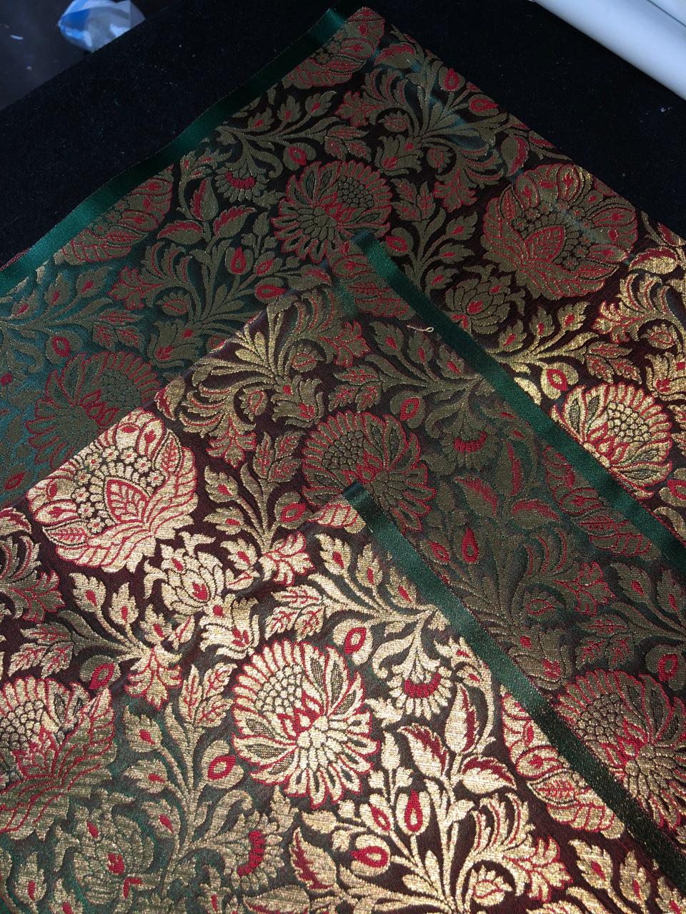 Silk Brocade fabric  jacquard available in 7 colors mulberry, burgundy, candy pink, teal, mustard, green x red  and turquoise BRO1026