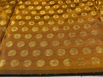 Silk Brocade fabric  mustard with gold circle motif Jacquard 44" wide  BRO822A[1]