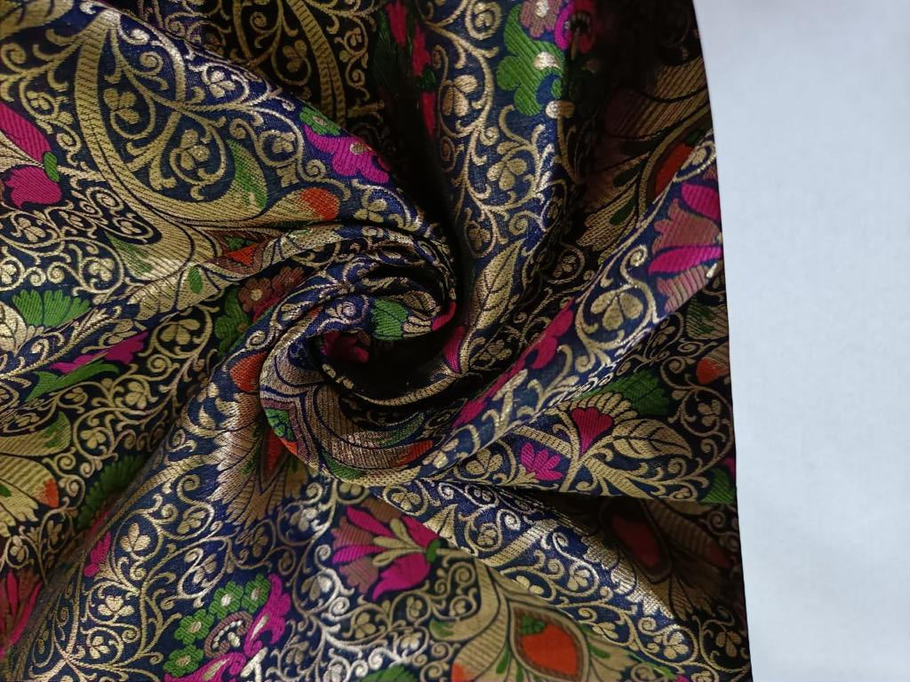 Silk Brocade fabric  44" wide available in 3 colors navy ,black, and burgundy BRO896