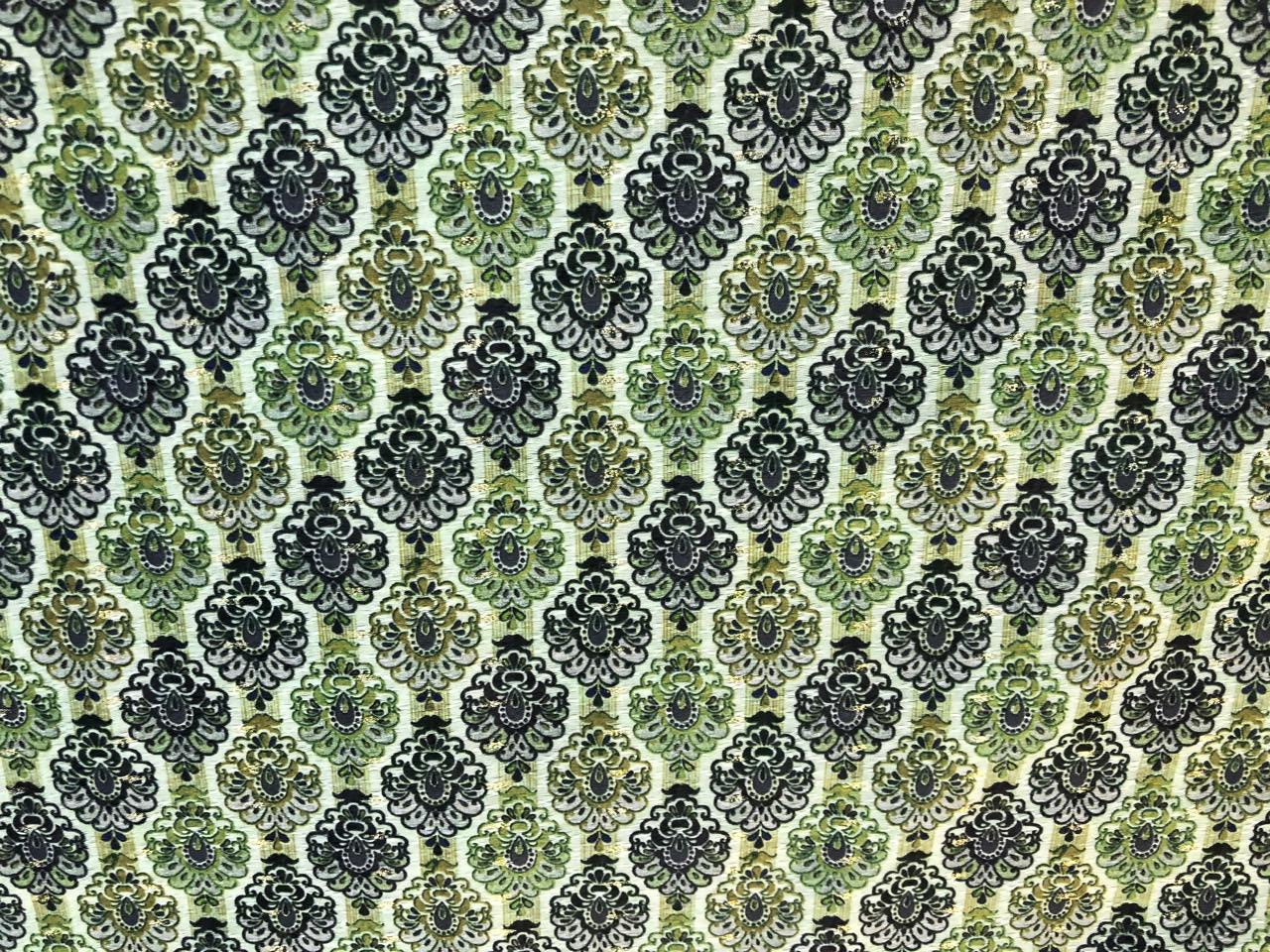 Silk Brocade fabric floral motifs available in 2 colors yellow and green 58" wide BRO1094[1/2]