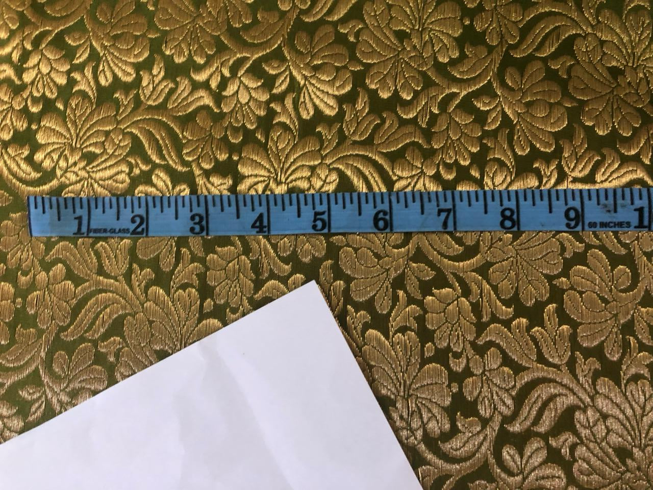 Silk Brocade fabric 44" wide Floral Jacquard beautiful shading of green and gold BRO926[1]