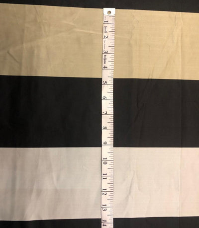 100% SILK DUTCHESS SATIN black ,silver and dull gold stripe [18518]