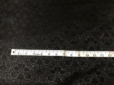 Silk Brocade fabric 56" jet black with self  floral jacquard BRO1057[4]
