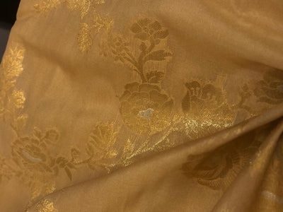 Silk Brocade fabric gold with gold and silver floral jacquard BRO1100[4]