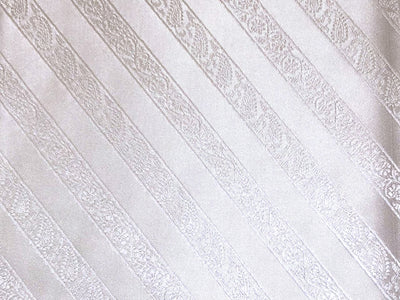 Silk Brocade fabric white ivory horizontal paisley stripes BRO1086[1]