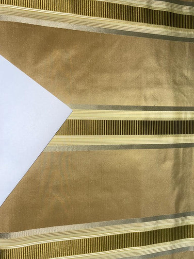 Silk Taffeta Fabric Shades of Gold & Cream colour with satin stripes 54" wide Taf#S107