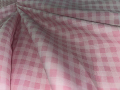 100% Cotton POPLIN PINK/WHITE PLAIDS  58" [17091]