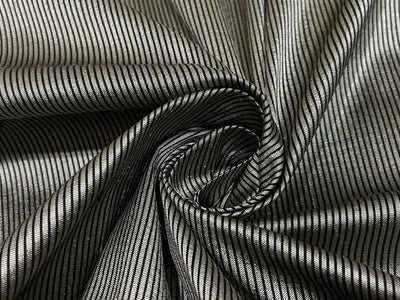 Silks Dupioni 4 mm pinstripe  54"wide-silver/black DUPS16[8]