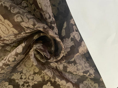 SILK ORGANZA JACQUARD FABRIC BROWN  [15361]