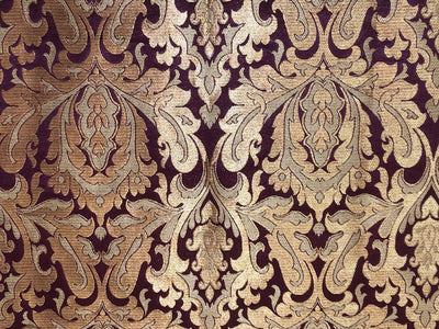 Silk Brocade fabric king khab WINE X METALIC GOLD 44" wide BRO1086[3]