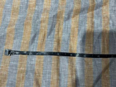 Linen 70's lea  pure linen fabric 58 inch wide mustard and grey stripes [17772]