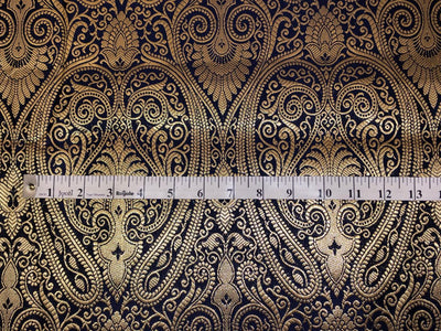 Silk Brocade fabric beautiful paisley  jacquard available in navy and green BRO1073[1/2]]