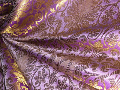 Silk Brocade fabric 44" wide with metallic gold jacquard  lilac color BRO805(2)NEW/BRO825[2]