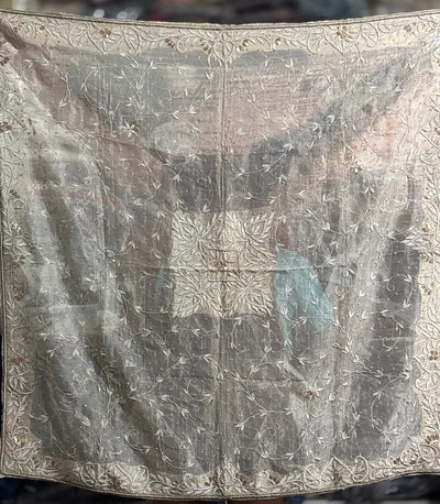 Table  Cover in gold tissue square 37 inch x 37 inch full zardozi embroidered gold [17688]