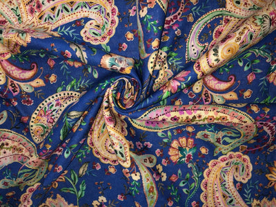 Linen cotton PAISLEYS BLUE AND MULTI COLOR PAISLEYS 44" wide[17110]