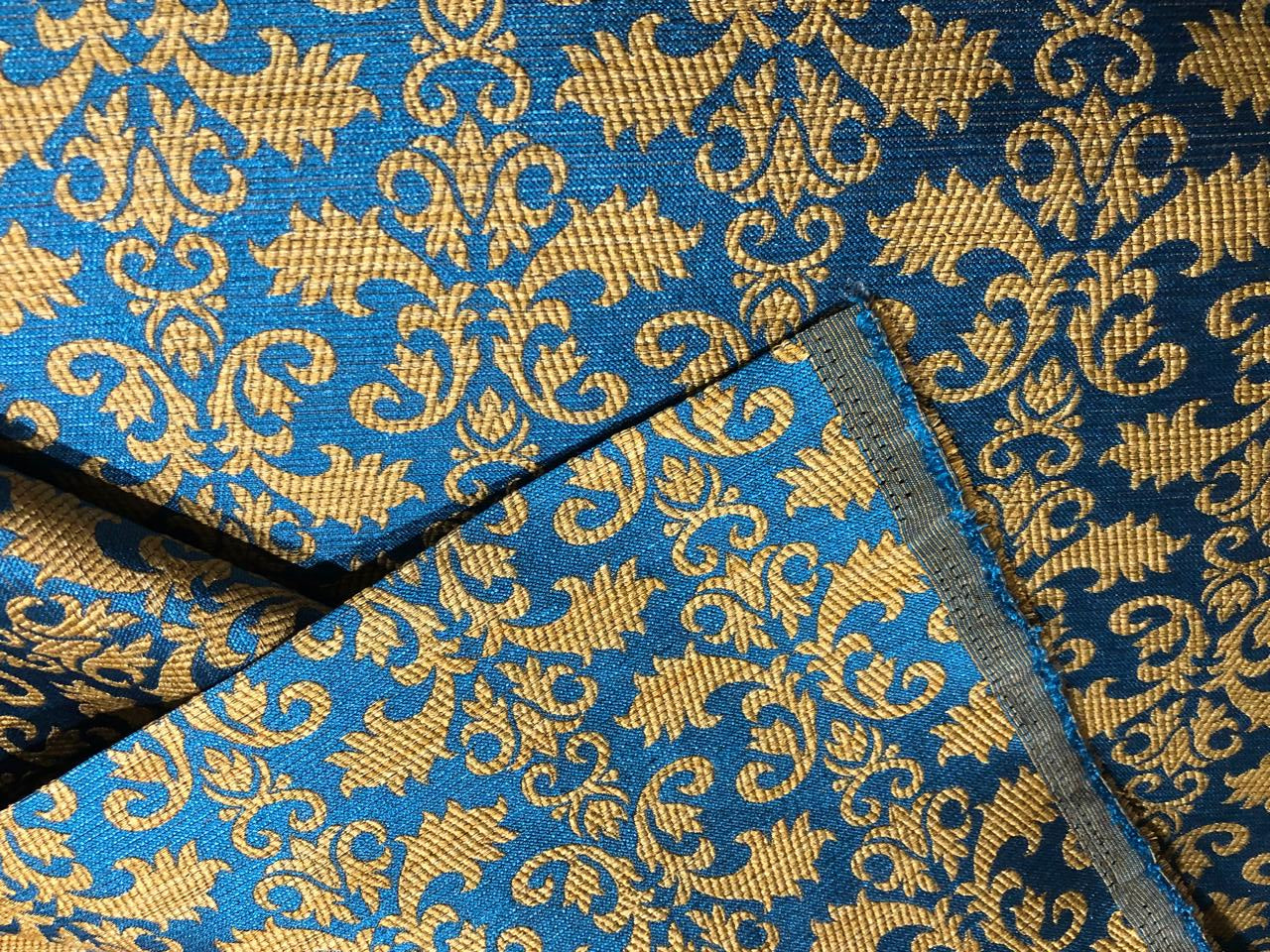 Brocade Fabric all over jacquard in a subtle gold available in 2 colors turquoise and royal blue [BRO421[1/2]