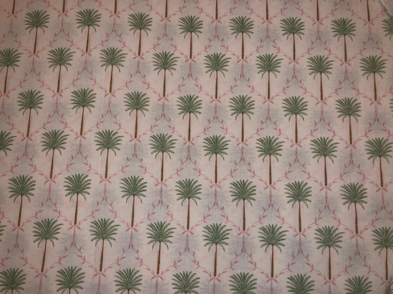 100% Cotton Poplin ivory with palm tree motifs 53" wide [18490]