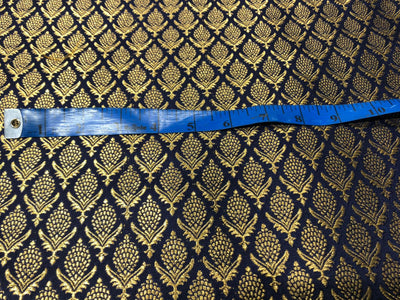 Silk Brocade fabric 44"navy with gold  jacquard motifs BRO1058[4]