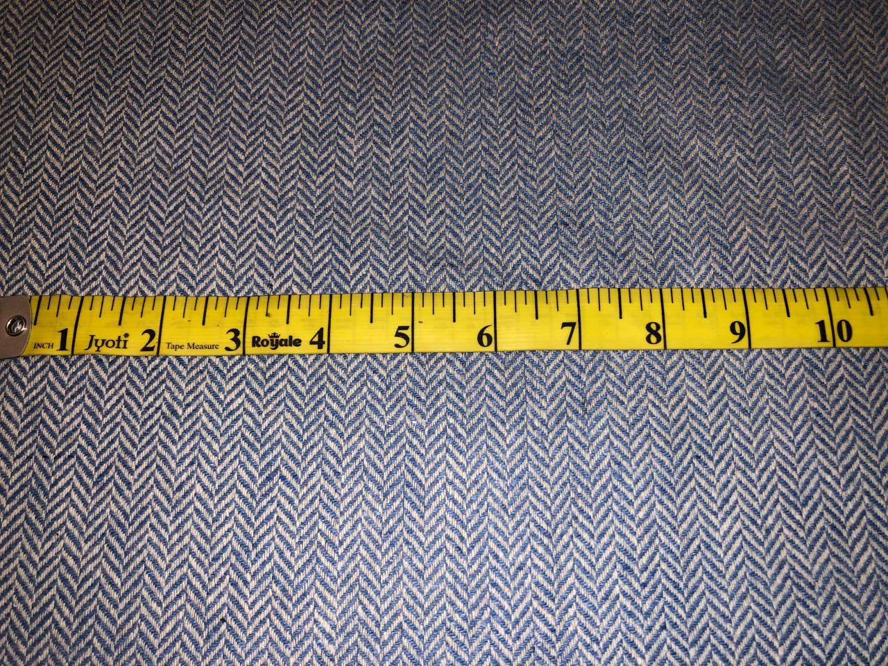 Tweed Suiting fabric is made from recycled wool/ viscose/polyester &amp; cotton acrylic 58" wide blue herringbone  [18316]