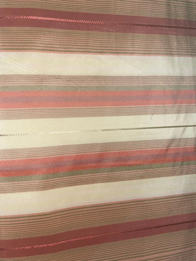 Silk Tafeta Fabric PINK,GREEN AND CREAM stripe 54" wide TAFS93[2]