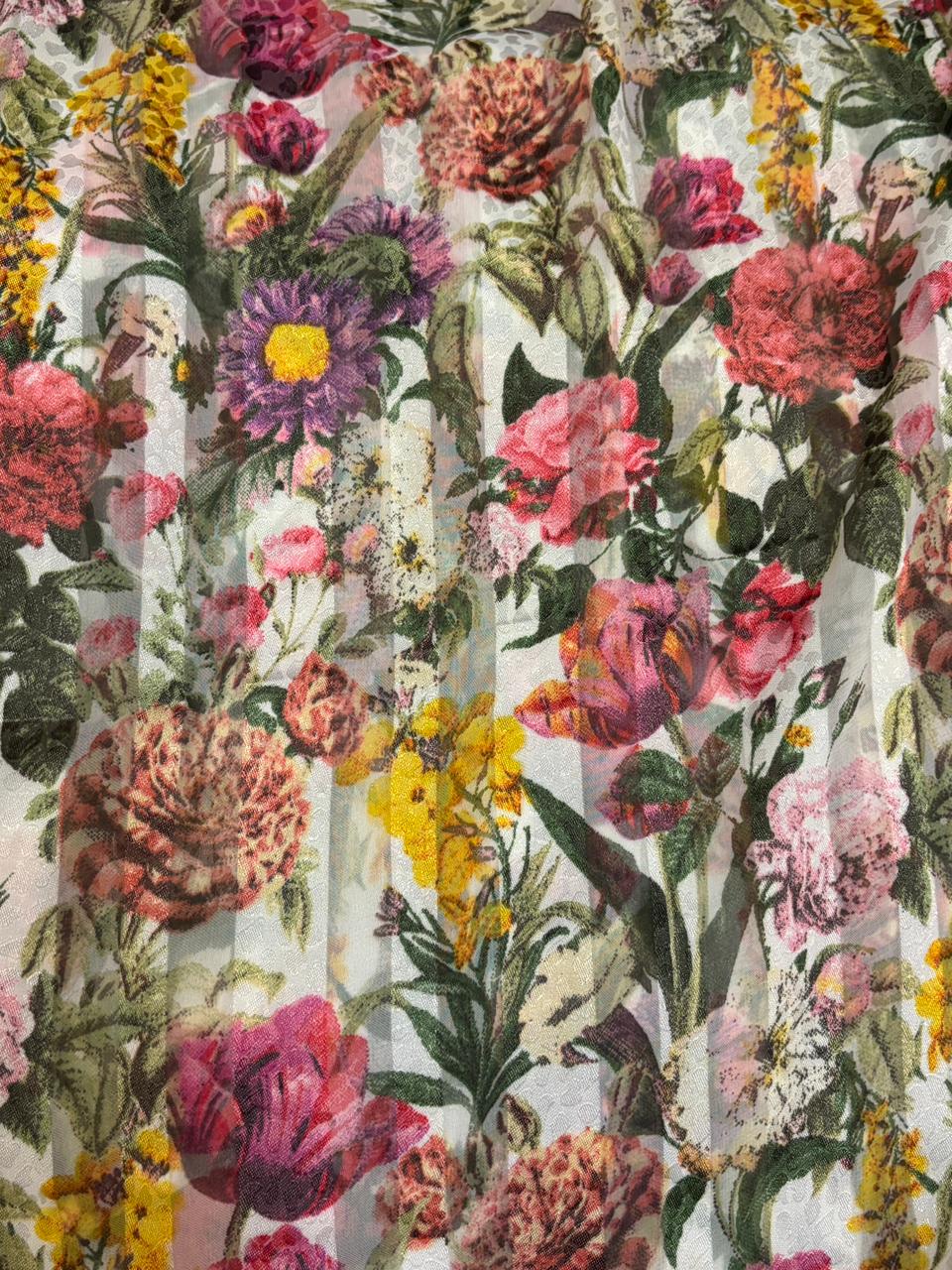 Georgette Art Silk With Satin Stripes Floral [16865]