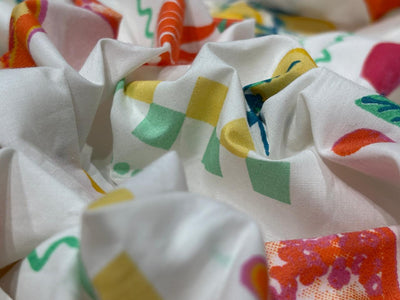 100% Cotton Poplin ivory with fruit print 56" wide [18270]