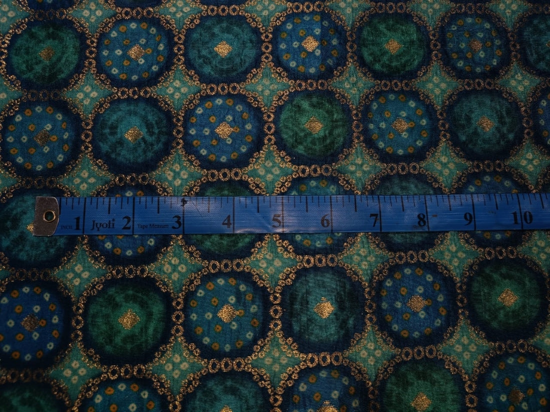 Silk Brocade fabric peacock blue green color 44" wide BRO881[4]