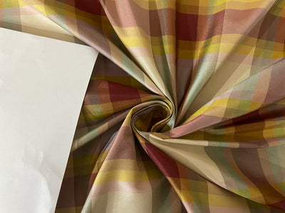 100%silk taffeta fabric multi color plaids 54" wide TAFC66[2]