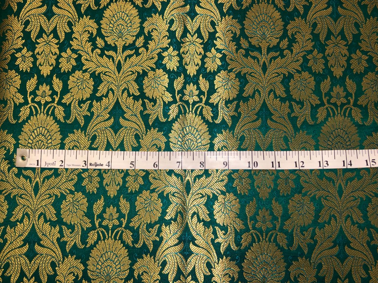 Silk Brocade fabric with beautiful gold  jacquard available in 3 colors teal ,red and mulberry BRO1075