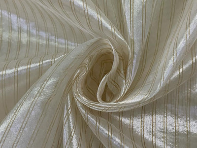 100% SILK ORGANZA BANANA STRIPES SEMI SHEER 44" WIDE available in both gold as well as silver stripe [15529/15530]