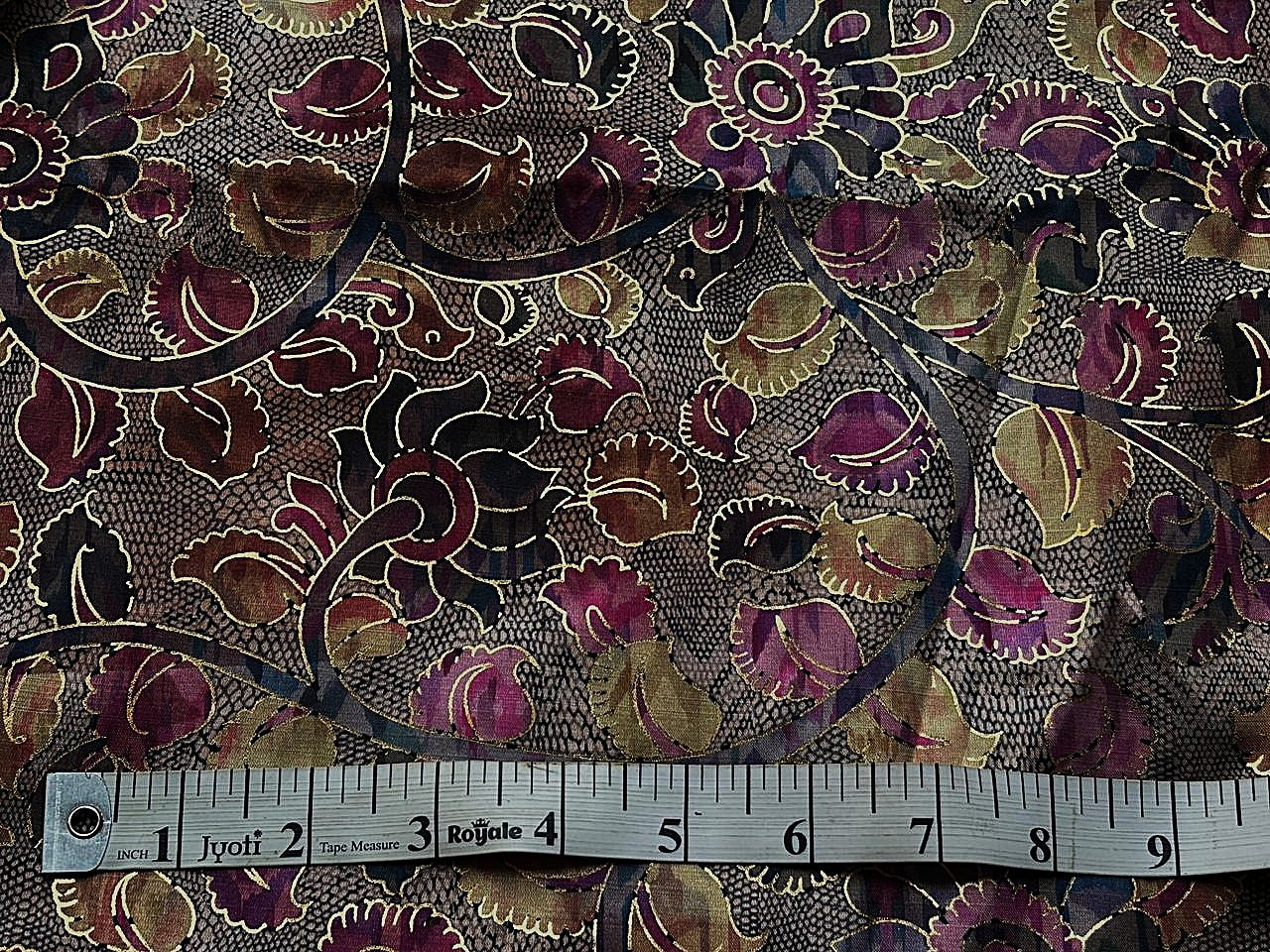 Modal Satin Digital Foil Print 44" available in 3 prints Indian classic ,grey floral and snake skin floral [18607/08/09]
