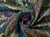 SILK BROCADE FABRIC PEACOCK GREEN /MAJENTA PINK X METALIC GOLD COLOR 44" WIDE BRO392[4]