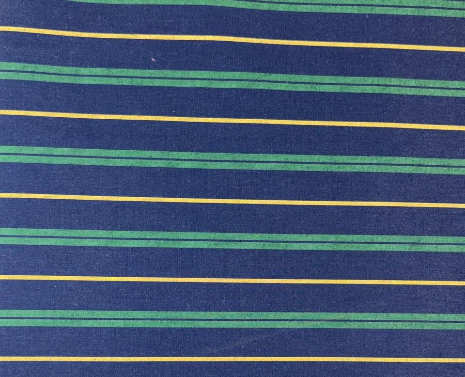 100% Cotton Poplin 58" wide  navy blue, green and yellow stripes [18326]