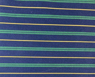 100% Cotton Poplin 58" wide  navy blue, green and yellow stripes [18326]