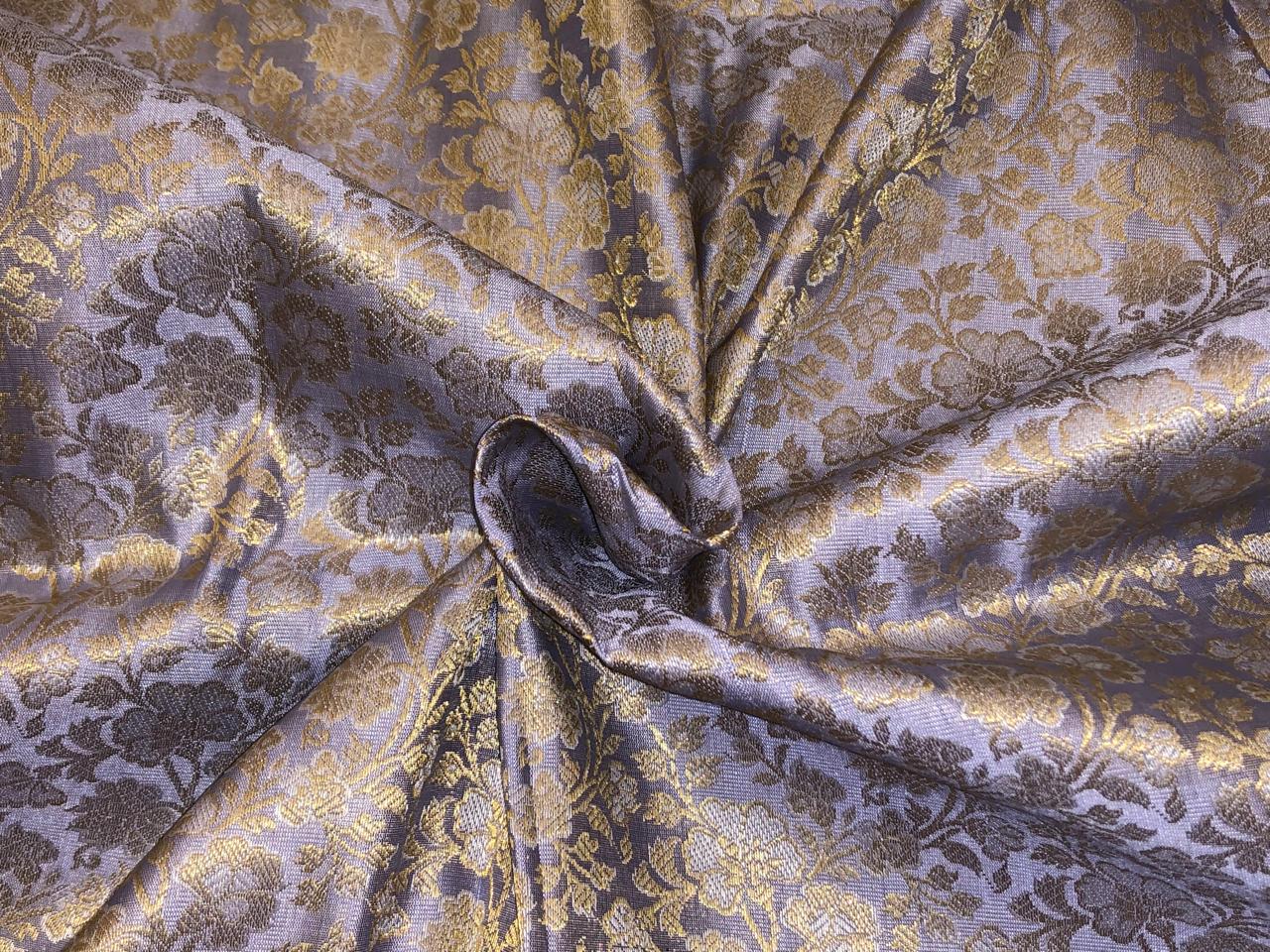 Silk Brocade fabric  lavender with white gold  jacquard BRO1074[1]